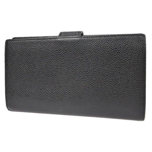 AUTHENTICITY GUARANTEED Chanel Long Bifold Wallet Purse Black Caviar Skin - Picture 2 of 9